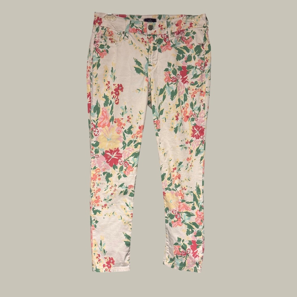 NYDJ Floral Ankle Jeans Womens 2P Multi Color Lift Tuck Skinny Pants Made in USA